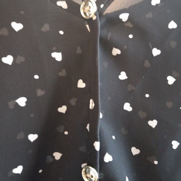 Elizabeth Sheer V-Neck Faux Button Up Top - Picture 2 of 8